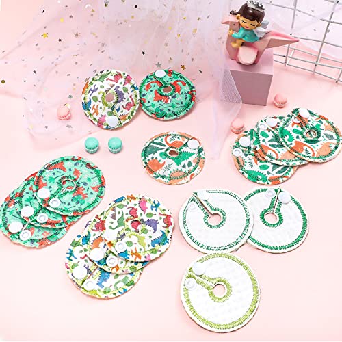24 Pack Cotton Pads for Feeding Support, Feeding Pads Supplies G Shape Pads Button Covers for Feeding Care (Dinosaur)