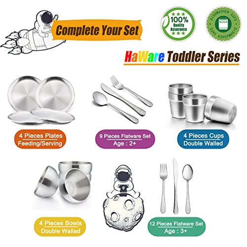 HaWare 9-Piece Toddler Flatware Set + 4-Piece Toddler Metal Cups