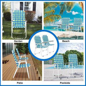 VINGLI Oversized Patio Lawn Webbed Folding Chairs Set of 2, Outdoor Beach Portable Camping Chair for Yard, Garden (Blue, Oversize)