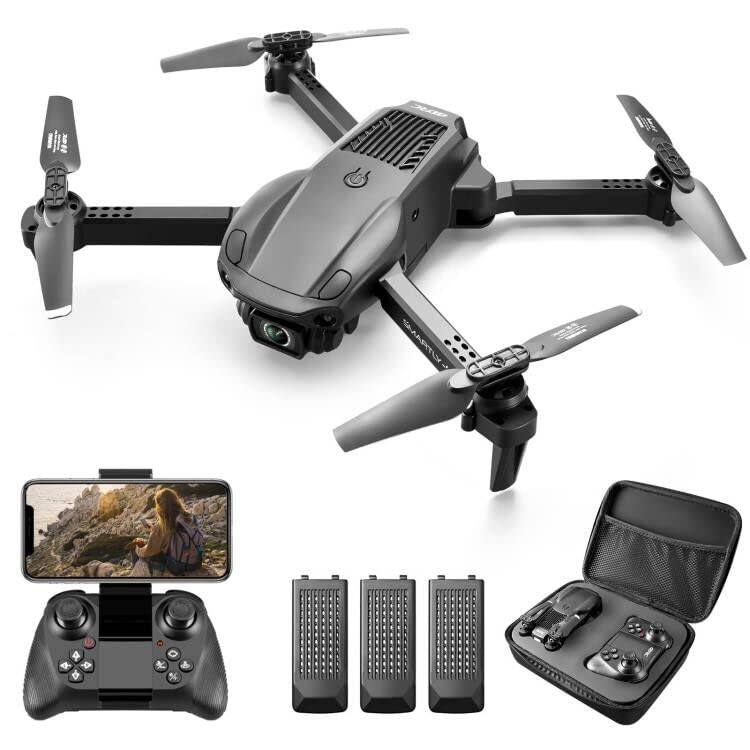 4DRC V22 Foldable Drones with 1080P HD Camera for Adults, RC Quadcopter for Kids,WiFi FPV Live Video, Altitude Hold, Headless Mode, One Key Take Off,Waypoints,3 Batteries,Girls/Boys Gifts,Black