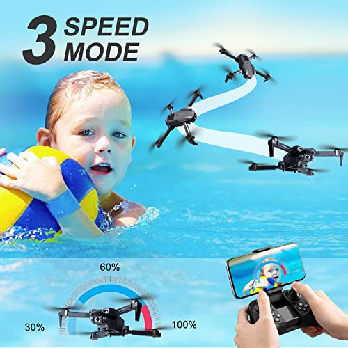 4DRC V22 Foldable Drones with 1080P HD Camera for Adults, RC Quadcopter for Kids,WiFi FPV Live Video, Altitude Hold, Headless Mode, One Key Take Off,Waypoints,3 Batteries,Girls/Boys Gifts,Black