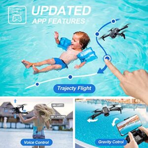 4DRC V22 Foldable Drones with 1080P HD Camera for Adults, RC Quadcopter for Kids,WiFi FPV Live Video, Altitude Hold, Headless Mode, One Key Take Off,Waypoints,3 Batteries,Girls/Boys Gifts,Black