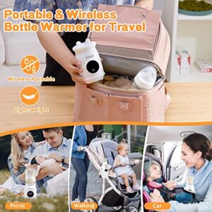 Portable Bottle Warmer, URMYWO Fast Baby Bottle Warmer for Breastmilk or Formula, 9000mAh Wireless Travel Bottle Warmer, 4 Heating Options & Smart Temperature Control, LED Display Touch Control