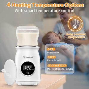 Portable Bottle Warmer, URMYWO Fast Baby Bottle Warmer for Breastmilk or Formula, 9000mAh Wireless Travel Bottle Warmer, 4 Heating Options & Smart Temperature Control, LED Display Touch Control