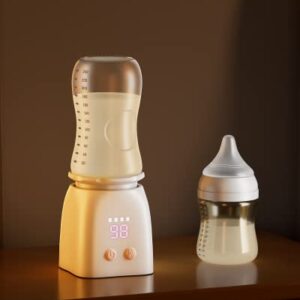 Bottle Warmer, Hopebig Baby Bottle Warmer with 4 Adapters, Rechargeable Portable Bottle Warmer with Smart Temperature Control, Digital Display Travel Bottle Warmer for Breastmilk or Formula