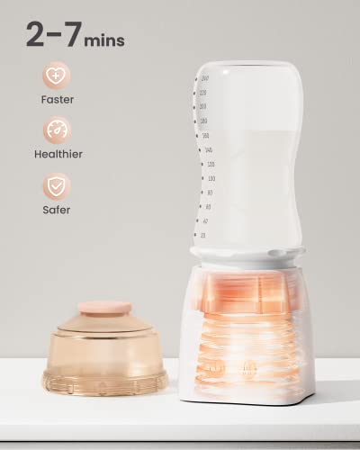 Bottle Warmer, Hopebig Baby Bottle Warmer with 4 Adapters, Rechargeable Portable Bottle Warmer with Smart Temperature Control, Digital Display Travel Bottle Warmer for Breastmilk or Formula