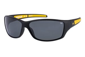 caterpillar men's cts-8016 polarized wrap sunglasses, matte black/yellow, 65 mm