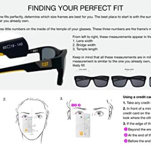 Caterpillar Men's CTS-8016 Polarized Wrap Sunglasses, Matte Black/Yellow, 65 mm