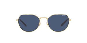 vogue eyewear woman sunglasses gold frame, dark blue lenses, 53mm