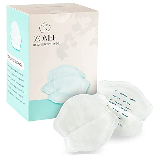 Zomee Disposable Breast Pads for Breastfeeding – Ultra-Absorbent/Leak-Proof/Discreet/Secure – Highly Portable: Individually Wrapped – Soft & BPA-Free (Pack of 100)