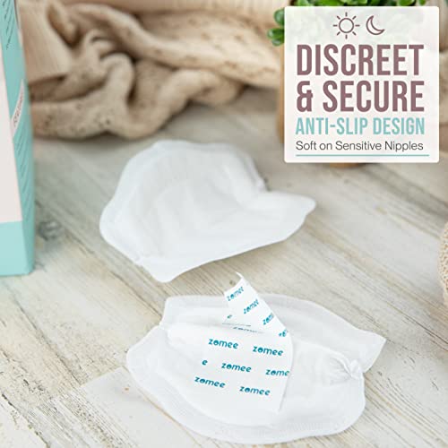 Zomee Disposable Breast Pads for Breastfeeding – Ultra-Absorbent/Leak-Proof/Discreet/Secure – Highly Portable: Individually Wrapped – Soft & BPA-Free (Pack of 100)