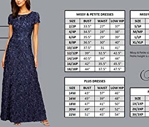 Alex Evenings Women's Petite Long Lace Top Empire Waist Dress, Navy Sequin, 16P