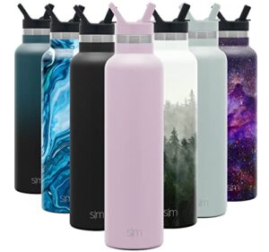 simple modern water bottle with narrow mouth straw lid metal thermos vacuum insulated stainless steel l reusable leak proof bpa-free flask | ascent collection | 24oz, lavender mist