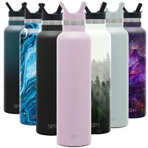 Simple Modern Water Bottle with Narrow Mouth Straw Lid Metal Thermos Vacuum Insulated Stainless Steel l Reusable Leak Proof BPA-Free Flask | Ascent Collection | 24oz, Lavender Mist