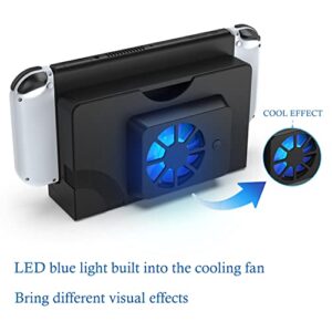 ZNKG Cooling Fan for Nintendo Switch OLED, Dock Fan with Blue Light for Switch OLED USB Powered Dobe