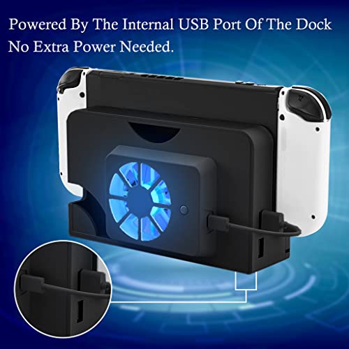 ZNKG Cooling Fan for Nintendo Switch OLED, Dock Fan with Blue Light for Switch OLED USB Powered Dobe