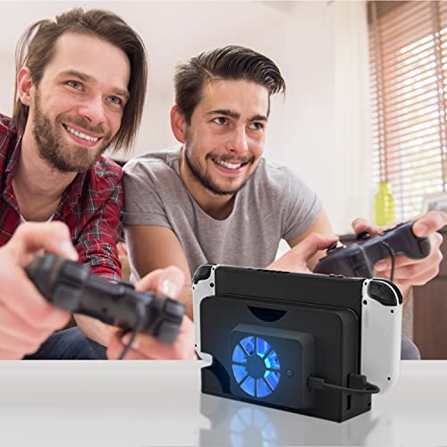 ZNKG Cooling Fan for Nintendo Switch OLED, Dock Fan with Blue Light for Switch OLED USB Powered Dobe