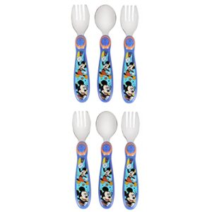 the first years disney mickey mouse toddler utensils - stainless steel baby spoons and baby forks - toddler silverware - 4 pairs