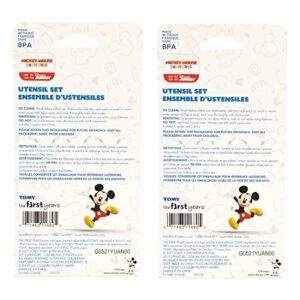 The First Years Disney Mickey Mouse Toddler Utensils - Stainless Steel Baby Spoons and Baby Forks - Toddler Silverware - 4 Pairs