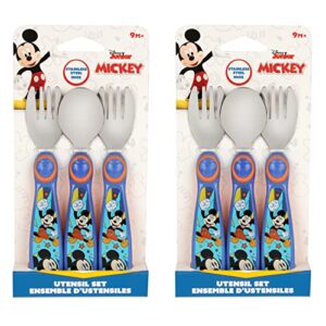 The First Years Disney Mickey Mouse Toddler Utensils - Stainless Steel Baby Spoons and Baby Forks - Toddler Silverware - 4 Pairs