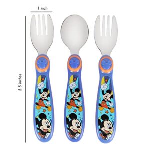 The First Years Disney Mickey Mouse Toddler Utensils - Stainless Steel Baby Spoons and Baby Forks - Toddler Silverware - 4 Pairs