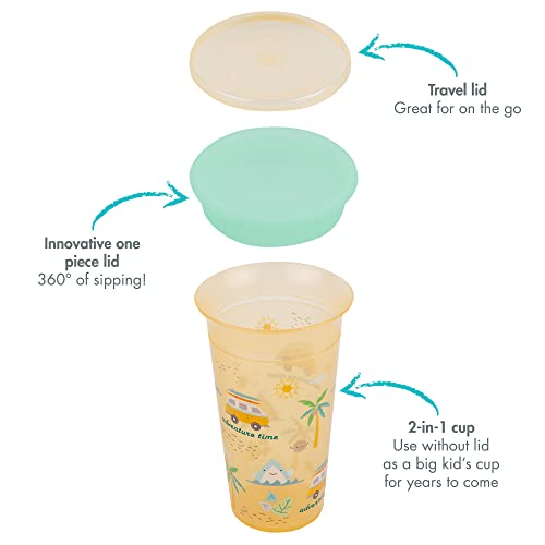 The First Years Sip Around Spoutless Cup - 2 Cups in 1: Spoutless for 360 Degrees of Sipping & Converts to Big Kid's Open Cup 2PK