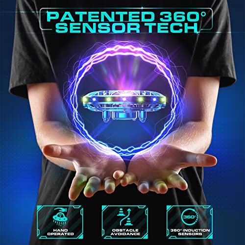 Force1 Scoot Pro Hand Operated Drone for Kids Adults - 360 Induction Hands Free Motion Sensors Mini Drone with Bright LED Projection, Easy Indoor Small UFO Toy Flying Ball Drone Toy for Boys and Girls
