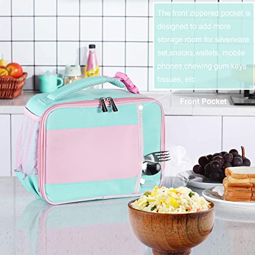 Amersun Kids Insulated Lunch Box, Lunch cooler with Water Bottle Holder, Keep Food Warm Cold & Durable School Lunch Bag for Kids Teen Girls Boys, Lunch Tote Bag for Children, Light Pink New