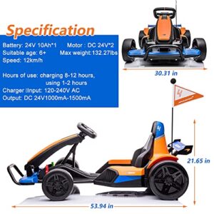 SEGMART Electric Go Kart Ride on Go Kart for Kids with 2 Speeed 24V Powered 4 Wheels Licensed Mclaren, Vehicles Toys Ride on Truck Bluetooth/FM, Loading Capacity 132lbs & 8MPH Max Speed