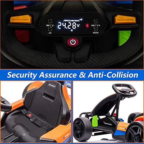 SEGMART Electric Go Kart Ride on Go Kart for Kids with 2 Speeed 24V Powered 4 Wheels Licensed Mclaren, Vehicles Toys Ride on Truck Bluetooth/FM, Loading Capacity 132lbs & 8MPH Max Speed