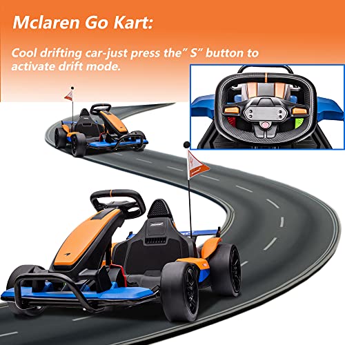 SEGMART Electric Go Kart Ride on Go Kart for Kids with 2 Speeed 24V Powered 4 Wheels Licensed Mclaren, Vehicles Toys Ride on Truck Bluetooth/FM, Loading Capacity 132lbs & 8MPH Max Speed