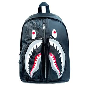 fjyuanqi school & travel backpack laptop backpack for boys & girls with adjustable strap casual daypack hiking bag 15 inch - (black shark)