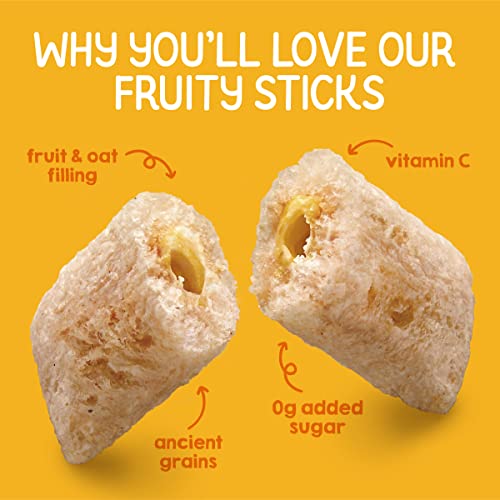 HAPPYTOT Organics Fruity Sticks, Oat & Fruit Filled Grain Sticks, Banana & Mango, Organic Toddler Snack, 2.5 Ounce Bag (Pack of 6)