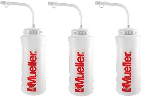 MUELLER Quart Bottle w/Straw, Natural Color w/Red Letters (3 Pack)