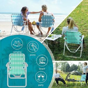 #WEJOY 2 Pack Folding Webbed Lawn Beach Chair,Heavy Duty Portable Chairs for Outside with Hard Arm,Carry Strap for Outdoor Camping Garden Concert Sand Picnic