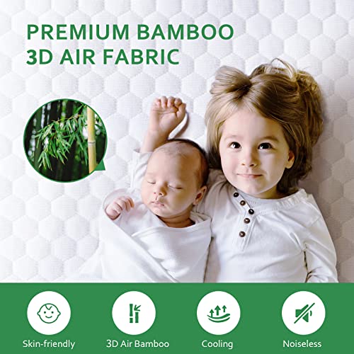 Twin Mattress Protector Waterproof 2 Pack Cooling Twin Size Mattress Cover, 3D Air Smooth Soft Bamboo Mattress Protector, Breathable Noiseless Bed Mattress Pad, Fitted 8-18 inch Deep Pocket