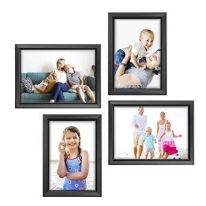 lavie home 4x6 & 5x7 picture frames (4 pack, black) simple designed photo frame with high definition glass for wall mount & table top display, set of 4 classic collection