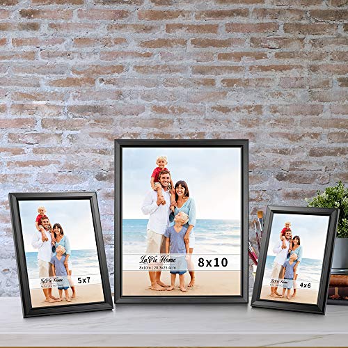 LaVie Home 4x6 & 5x7 Picture Frames (4 Pack, Black) Simple Designed Photo Frame with High Definition Glass for Wall Mount & Table Top Display, Set of 4 Classic Collection