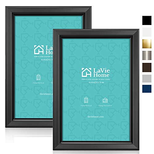 LaVie Home 4x6 & 5x7 Picture Frames (4 Pack, Black) Simple Designed Photo Frame with High Definition Glass for Wall Mount & Table Top Display, Set of 4 Classic Collection