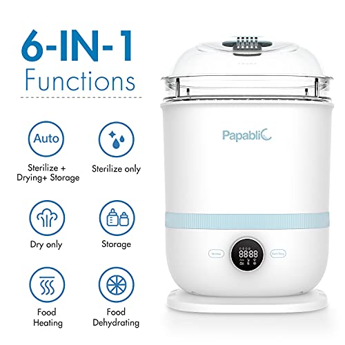 Papablic 6-in-1 Baby Bottle Sterilizer and Dryer Pro Bundle with Formula One Step Bottle Warmer