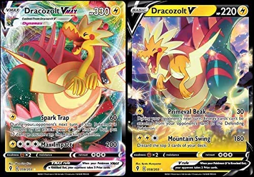 Dracozolt V & Vmax Card Set - Evolving Skies 058/203 & 059/203 - Pokemon Ultra Rare Card Lot