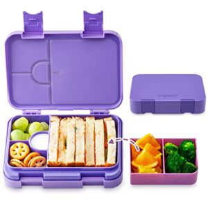 caperci versatile kids bento lunch box - leakproof 6-compartment children's lunch container with removable compartment - ideal portions for ages 3 to 7, bpa-free materials (purple)