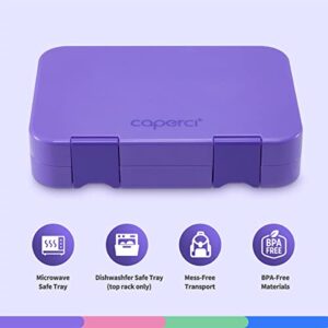 Caperci Versatile Kids Bento Lunch Box - Leakproof 6-Compartment Children's Lunch Container with Removable Compartment - Ideal Portions for Ages 3 to 7, BPA-Free Materials (Purple)