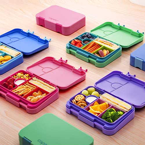 Caperci Versatile Kids Bento Lunch Box - Leakproof 6-Compartment Children's Lunch Container with Removable Compartment - Ideal Portions for Ages 3 to 7, BPA-Free Materials (Purple)