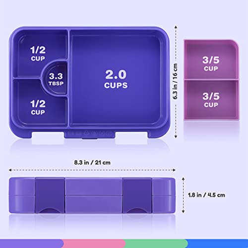 Caperci Versatile Kids Bento Lunch Box - Leakproof 6-Compartment Children's Lunch Container with Removable Compartment - Ideal Portions for Ages 3 to 7, BPA-Free Materials (Purple)