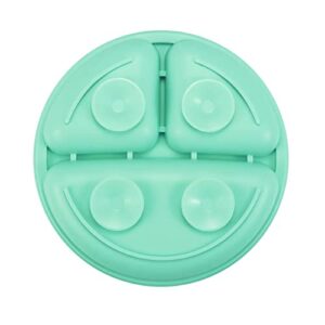 PandaEar Silicone Suction Plate for Baby| Divided Unbreakable Toddler Plate Baby Food Plate with Spoon and Fork, Non-Slip, Non-Toxic, BPA Free, Dishwasher and Microwave Safe (Green)