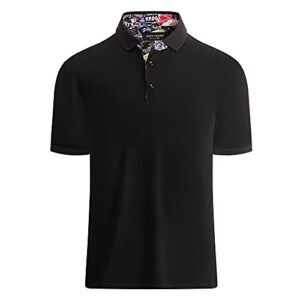 alex vando mens polo shirts short sleeve regular fit fashion designed shirt,black,xlarge