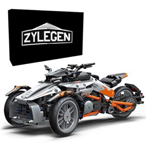 zylegen motorcycle moc technic building blocks kit,3 wheels motorcycle model kit,racing roadster,collectible kits motorcycle model set and superbike toy (1228pcs)