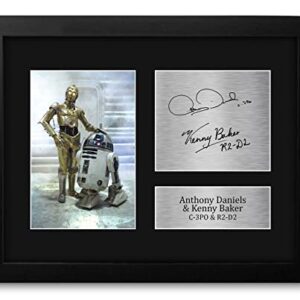 HWC Trading Anthony Daniels & Kenny Baker USL Framed Signed Printed Autograph Star Wars C-3PO R2-D2 Print Photo Picture Display - US Letter Size