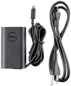 dell slim usb-c 45-watt laptop charger, type-c power adapter, ac adapter 1 meter cord, oem components - black